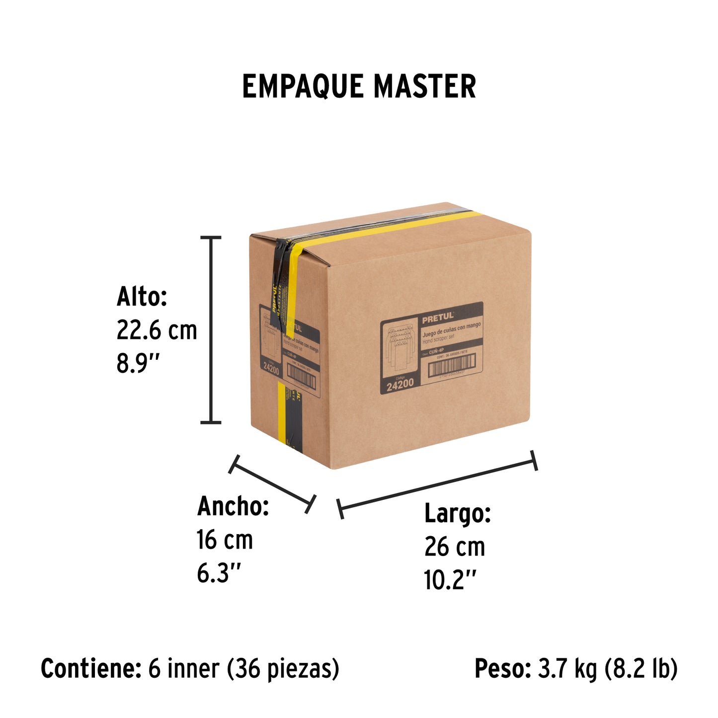 CUÑ-4P Juego de 4 cuñas, mango plástico, Pretul