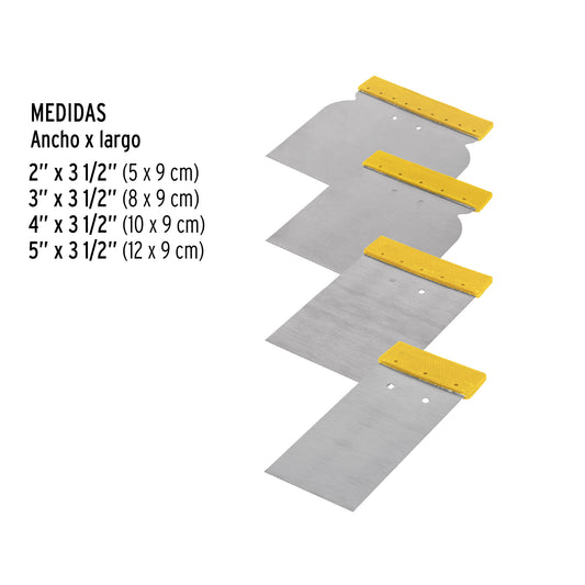 CUÑ-4P Juego de 4 cuñas, mango plástico, Pretul