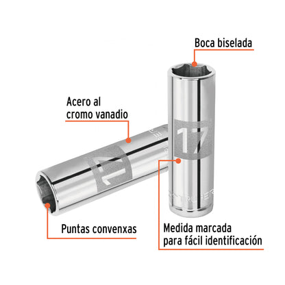 D-1217-ML Copa de 6 puntas, mando 1/2" de 17mm