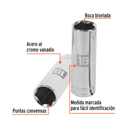 D-1219-ML Copa de 6 puntas, mando 1/2" de 19mm