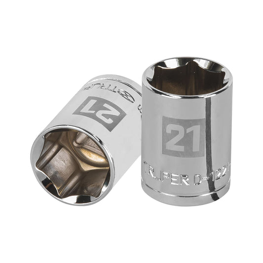 D-1221-M Copa de 6 puntas, mando 1/2" de 21mm