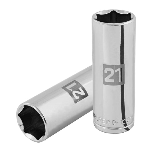 D-1221-ML Dado largo de 6 puntas, cuadro 1/2' de 21 mm
