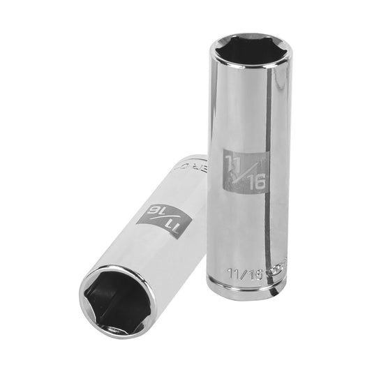 D-1222-HL Copa de 6 puntas, largo, mando 1/2" standard, de 11/16"