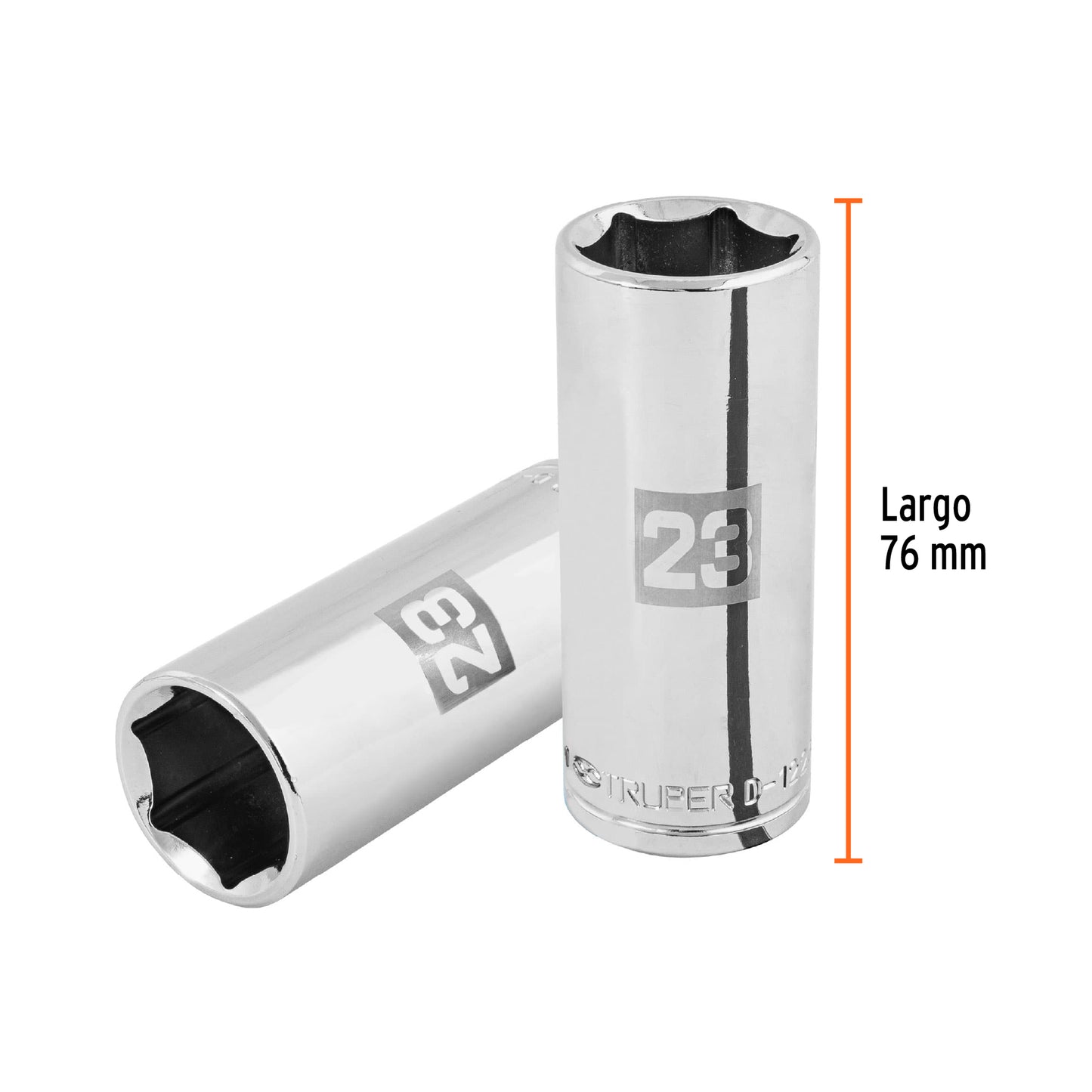 D-1223-ML Dado largo de 6 puntas, cuadro 1/2' de 23 mm