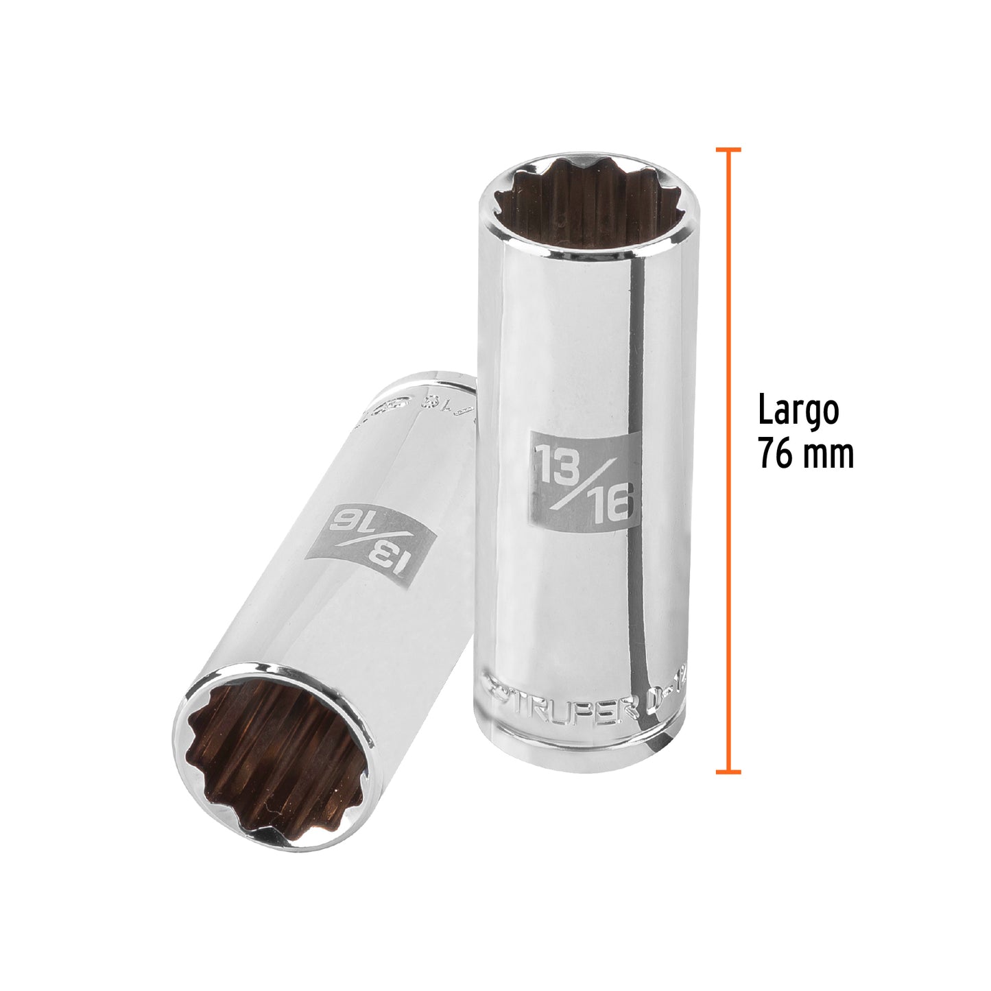 D-1226-EL Copa de 12 puntas, largo, mando 1/2" de 13/16"