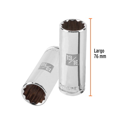 D-1226-EL Copa de 12 puntas, largo, mando 1/2" de 13/16"