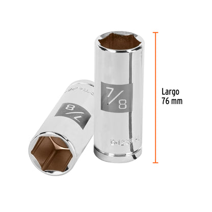 D-1228-HL Copa de 6 puntas, largo, mando 1/2" de 7/8"