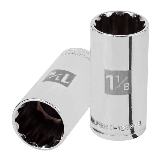 D-1236-EL Copa de 12 puntas, largo, mando 1/2" de 1-1/8"