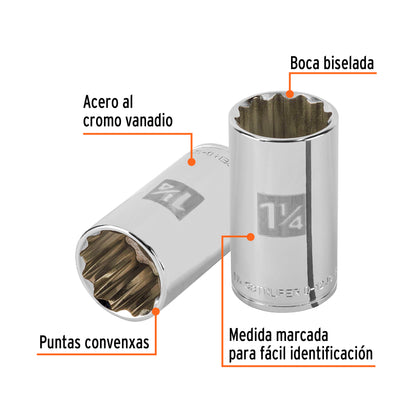 D-1240-EL Dado largo de 12 puntas, cuadro 1/2' de 1-1/4"