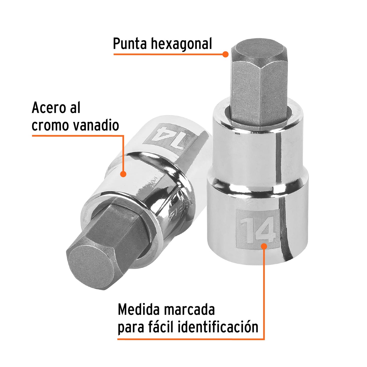 D-1241-14M Copas de punta bristol, mando 1/2" de 14mm