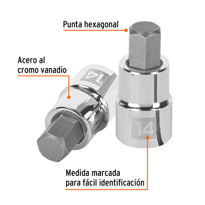 D-1241-14M Copas de punta bristol, mando 1/2" de 14mm