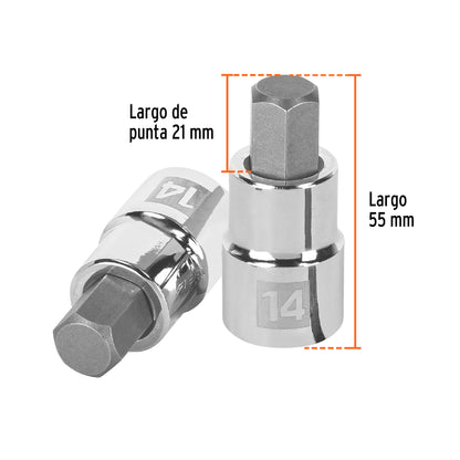 D-1241-14M Copas de punta bristol, mando 1/2" de 14mm