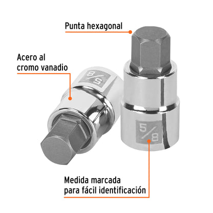 D-1241-5/8 Copas de punta bristol, mando 1/2" de 5/8"