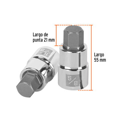 D-1241-5/8 Copas de punta bristol, mando 1/2" de 5/8"