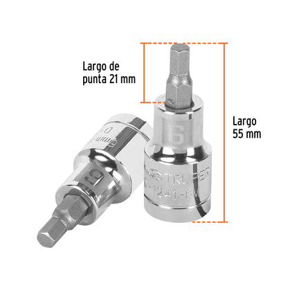 D-1241-6M Copas de punta bristol, mando 1/2" de 6mm