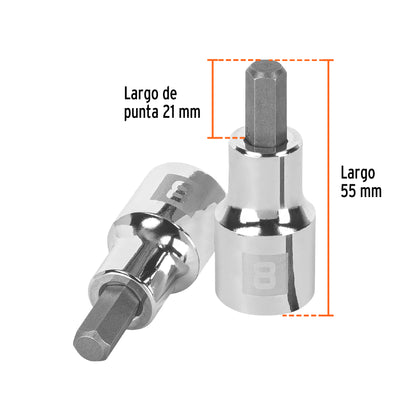 D-1241-8M Copas de punta bristol, mando 1/2" de 8mm