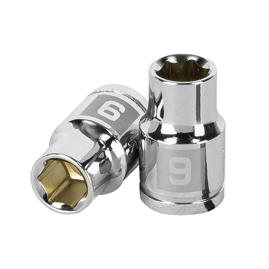 D-3809-HM Copa de 6 puntas, mando 3/8", de 9mm