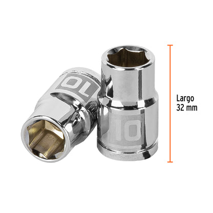 D-3810-HM Copa de 6 puntas, mando 3/8", de 10mm