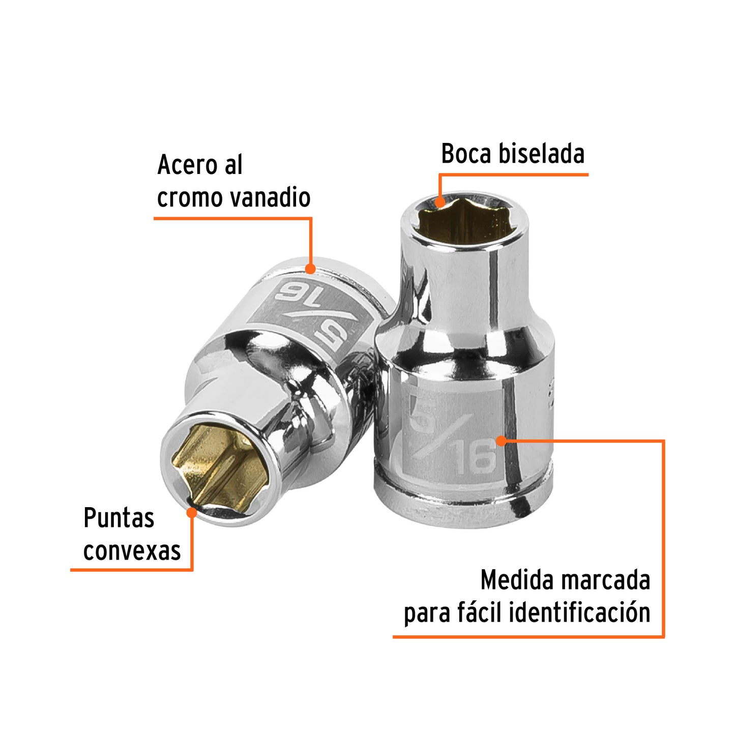 D-3810-H Copa de 6 puntas, mando 3/8" de 5/16"