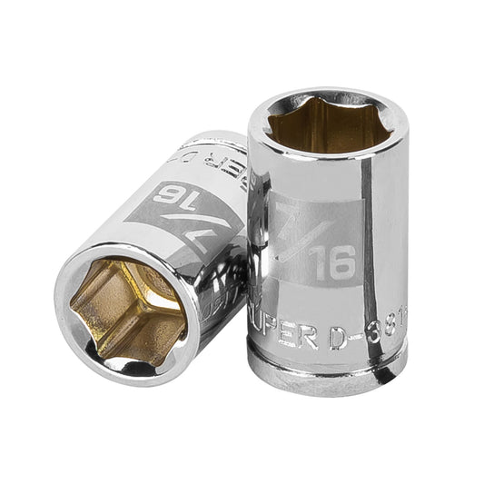 D-3814-H Copa de 6 puntas, mando 3/8", standard, de 7/16"