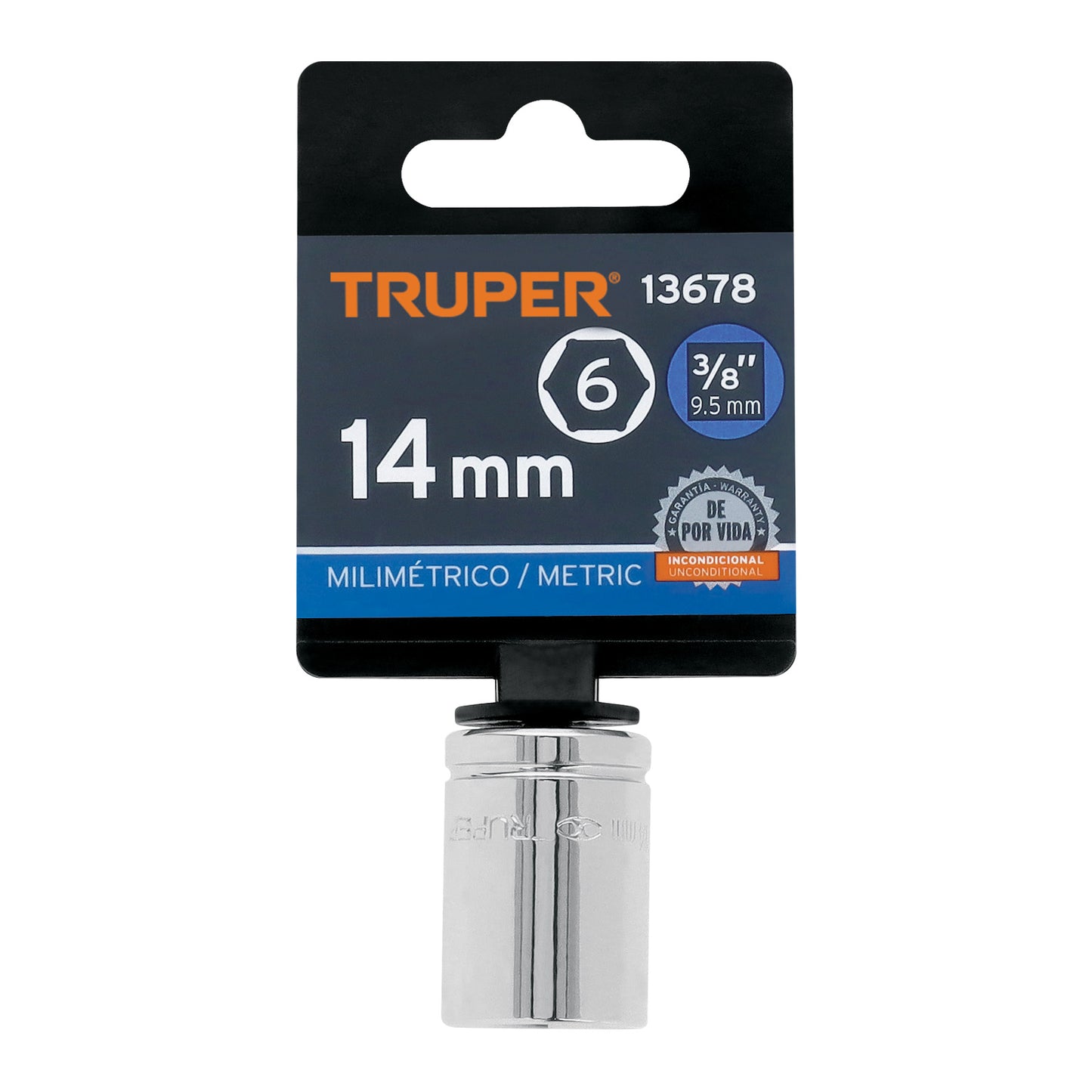 D-3814-HM Copa de 6 puntas, mando 3/8", de 14mm