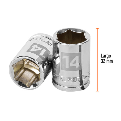 D-3814-HM Copa de 6 puntas, mando 3/8", de 14mm
