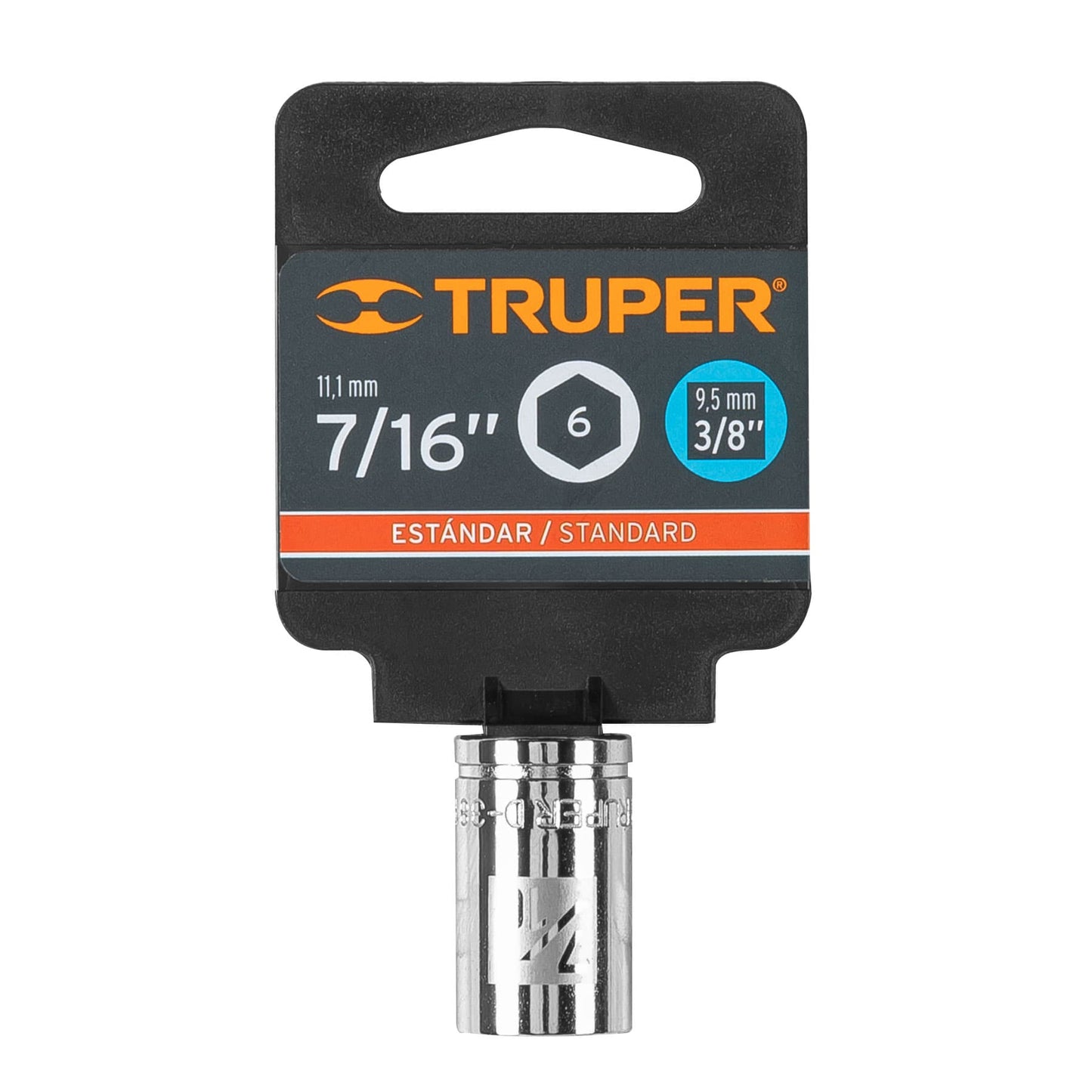 D-3814-H Copa de 6 puntas, mando 3/8", standard, de 7/16"