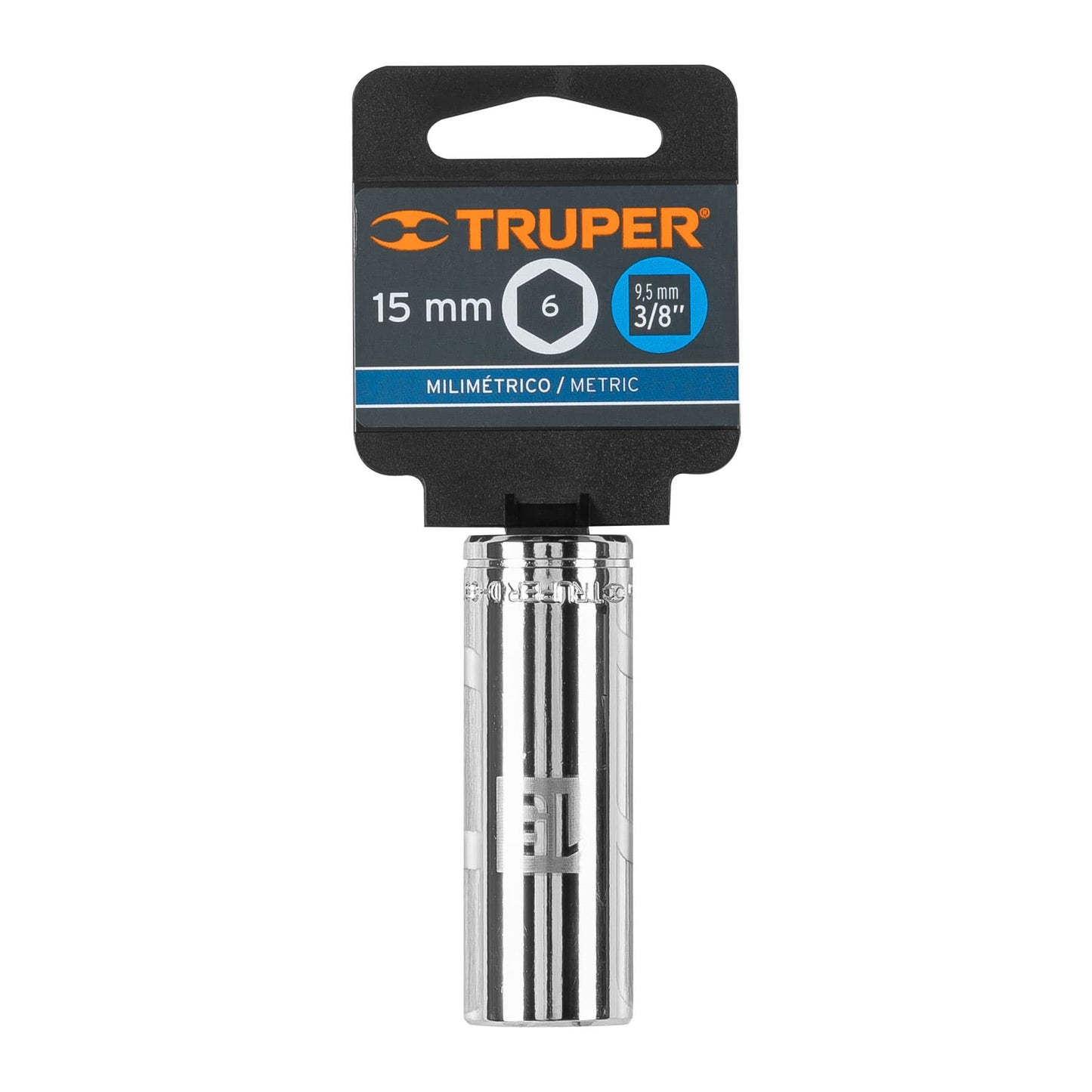 D-3815-HM-L Copa de 6 puntas, largo, mando 3/8" de 15mm