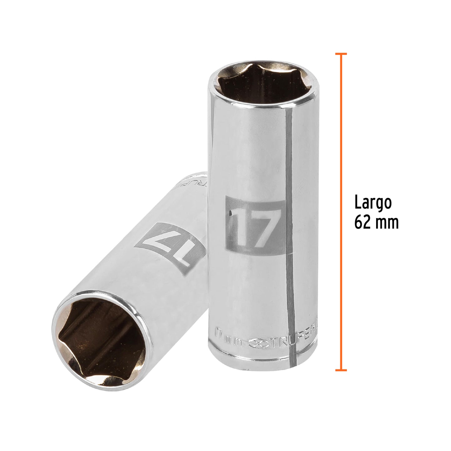 D-3817-HM-L Copa de 6 puntas, largo, mando 3/8" de 17mm