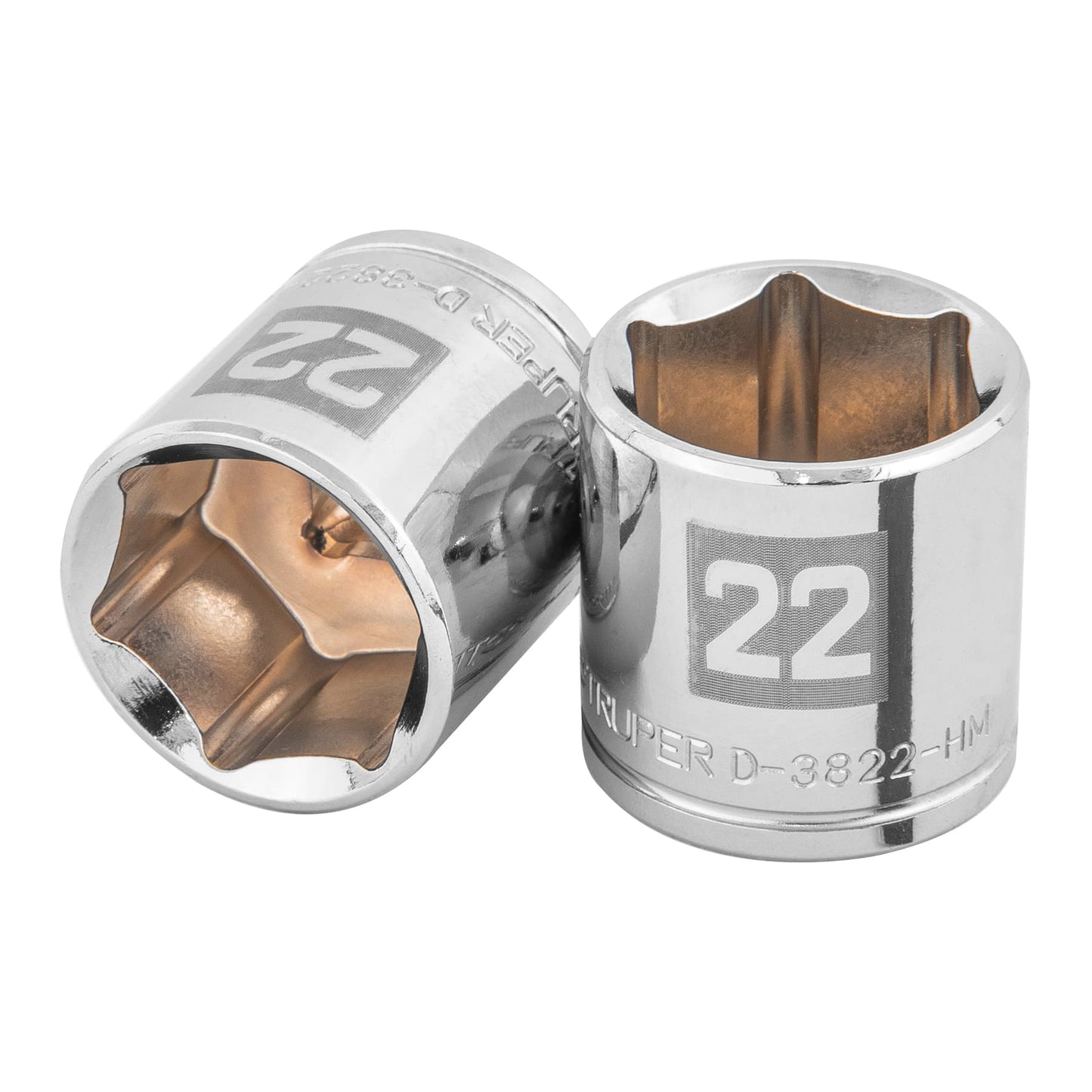 D-3822-HM Copa de 6 puntas, mando 3/8", de 22mm