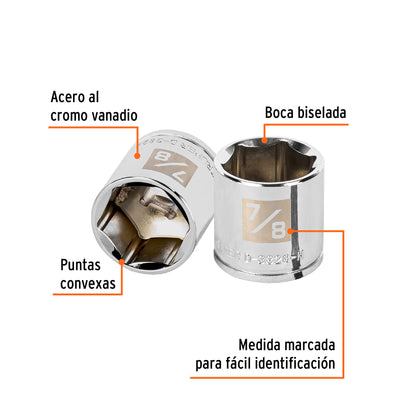 D-3828-H Copa de 6 puntas, mando 3/8" de 7/8"