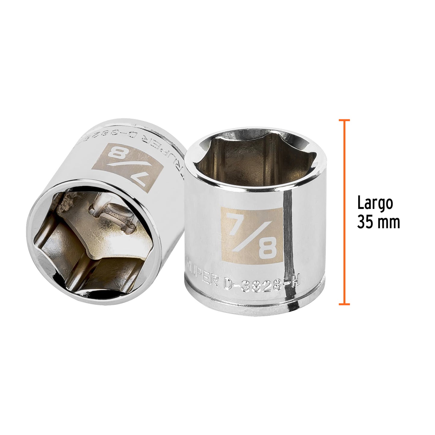 D-3828-H Copa de 6 puntas, mando 3/8" de 7/8"