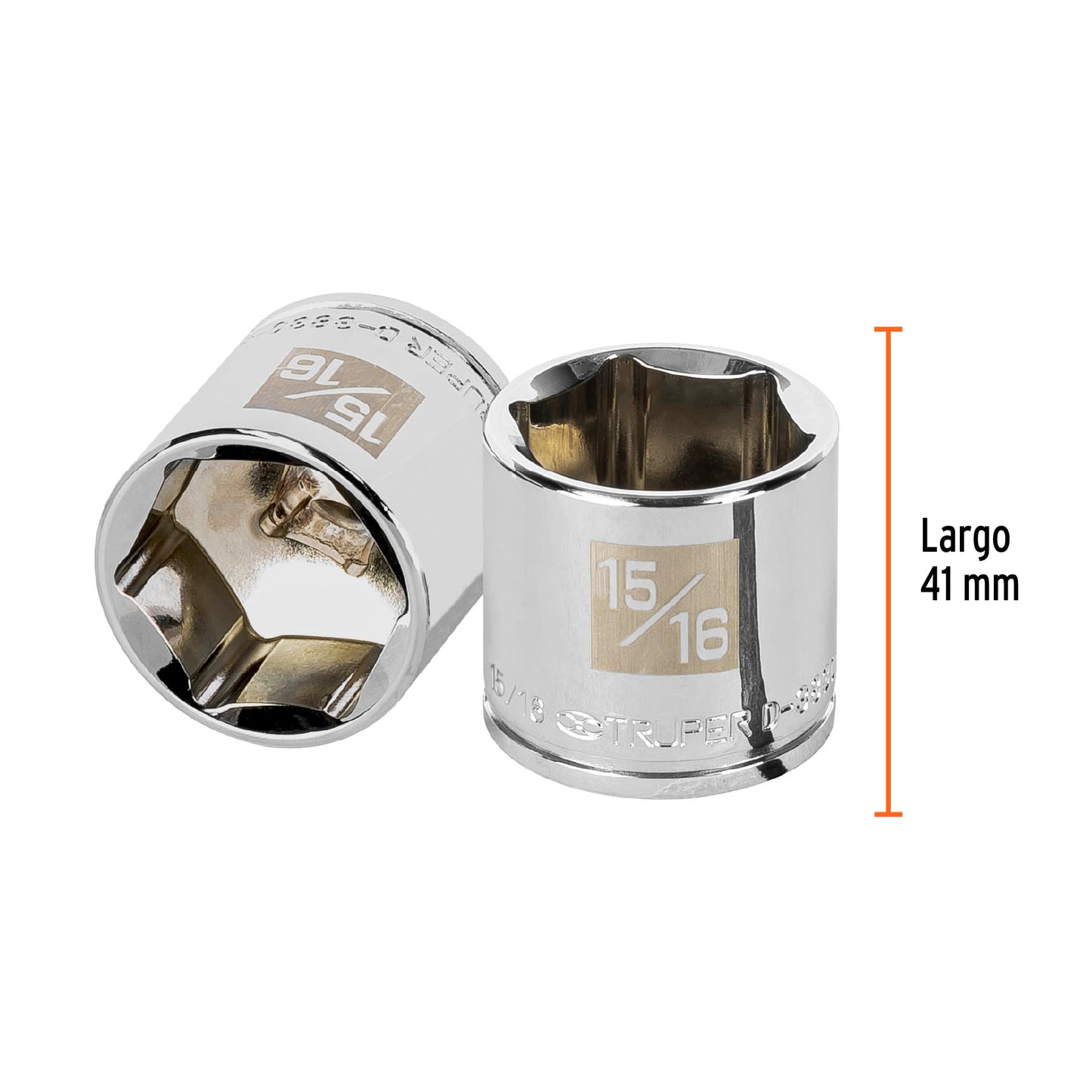 D-3830-H Copa de 6 puntas, mando 3/8" de 15/16"