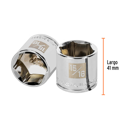 D-3830-H Copa de 6 puntas, mando 3/8" de 15/16"