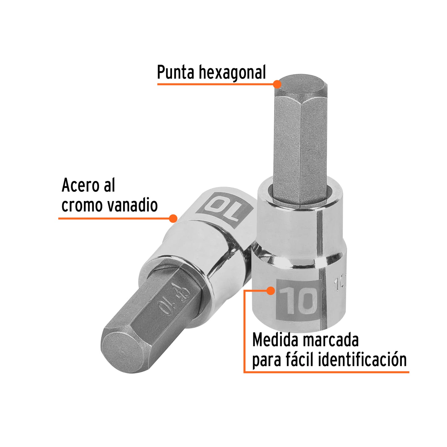 D-4990-10M Copas de punta bristol, mando 3/8" de 10mm