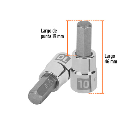 D-4990-10M Copas de punta bristol, mando 3/8" de 10mm