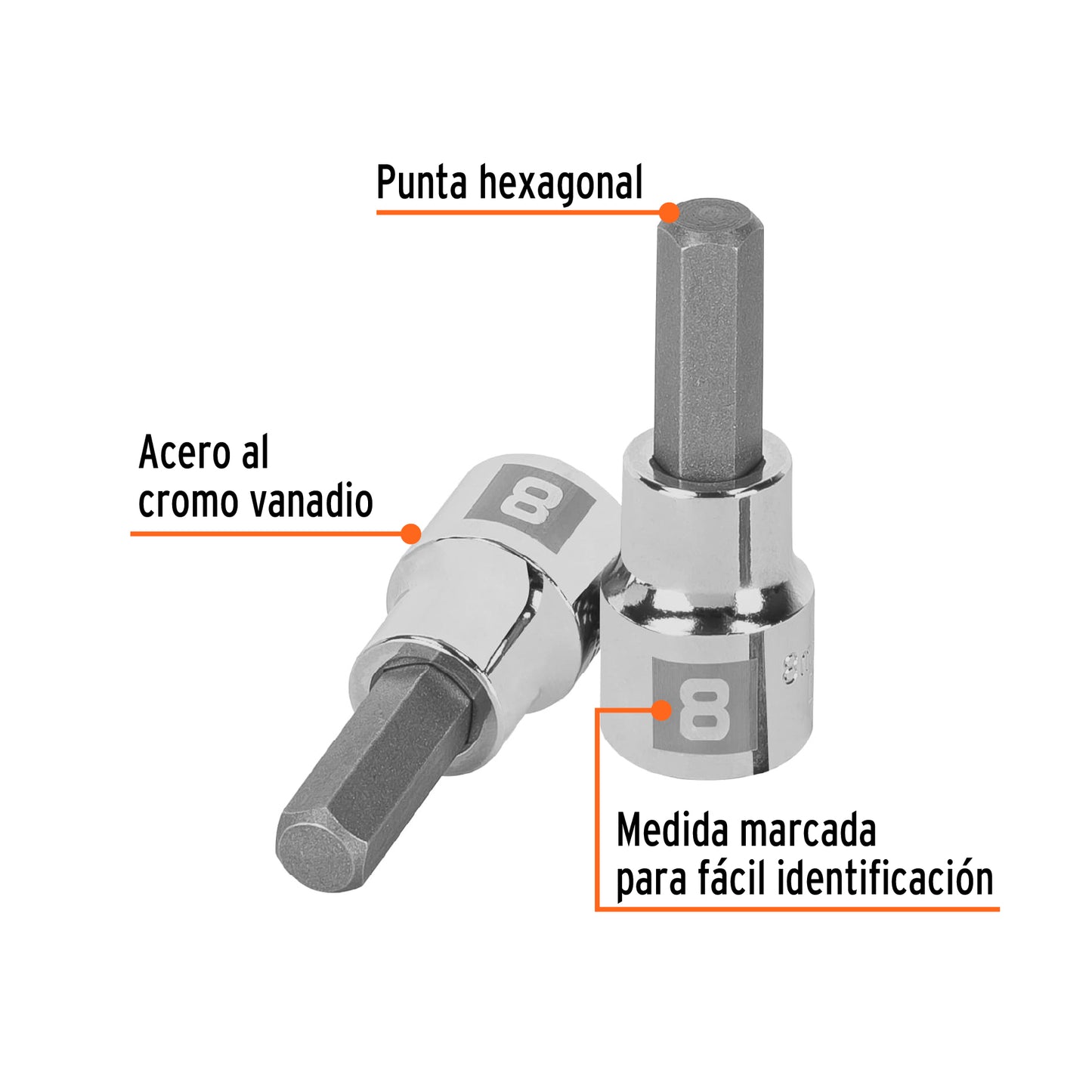 D-4990-8M Copas de punta bristol, mando 3/8" de 8mm