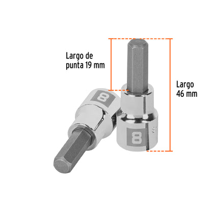 D-4990-8M Copas de punta bristol, mando 3/8" de 8mm
