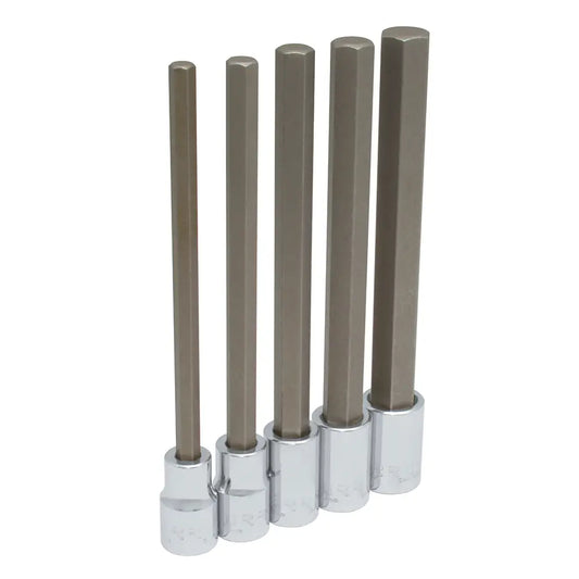 5441M5L Juego de dados con punta hexagonal extra larga milimétrica, cuadro 1/2" 5 piezas, uso pesado, Urrea