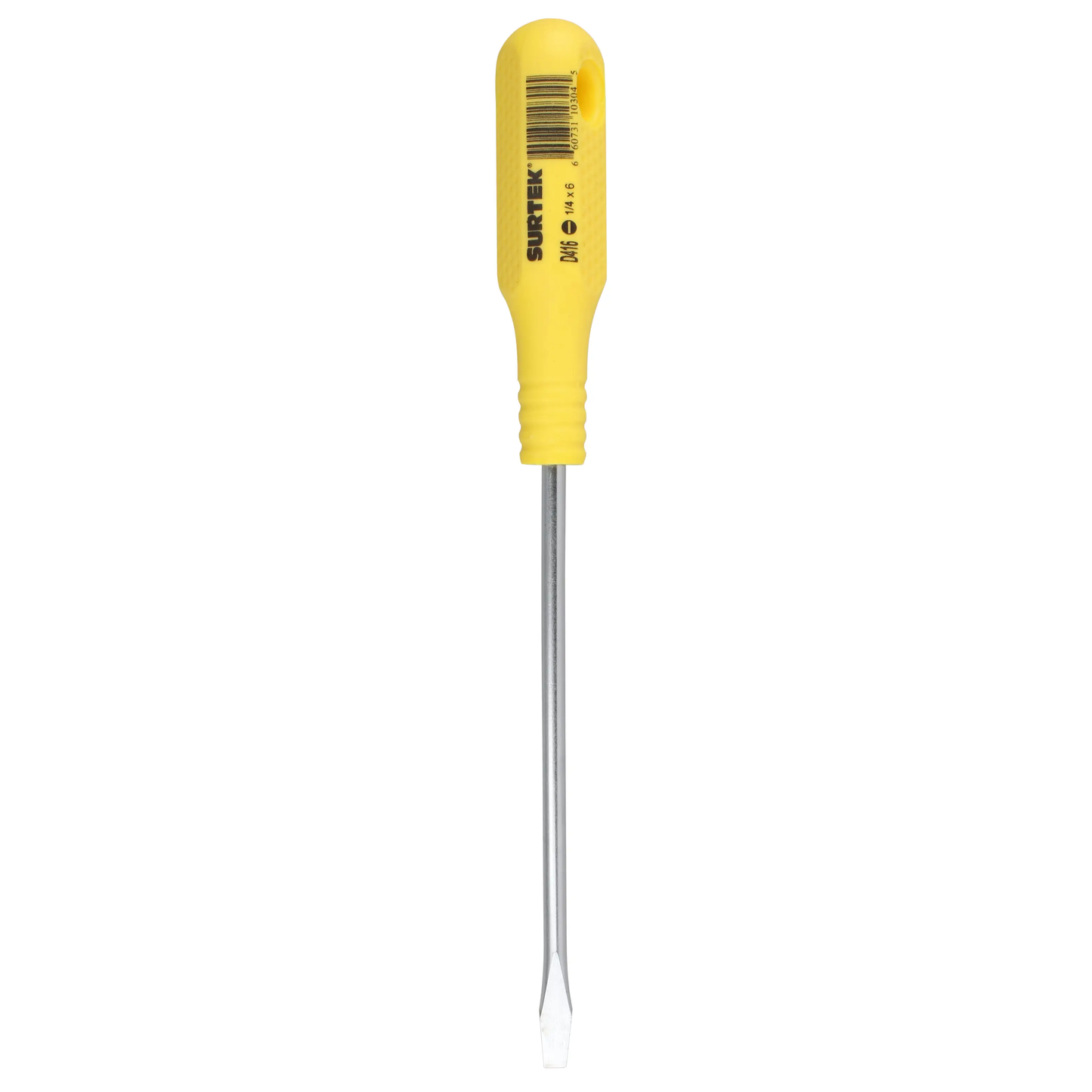 D416 Destornillador amarillo plano barra redonda 1/4" X 6"