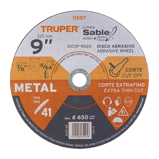 DICOF-9020 Disco Tipo 41, corte extrafino de metal Línea Sable 9", 2.0mm
