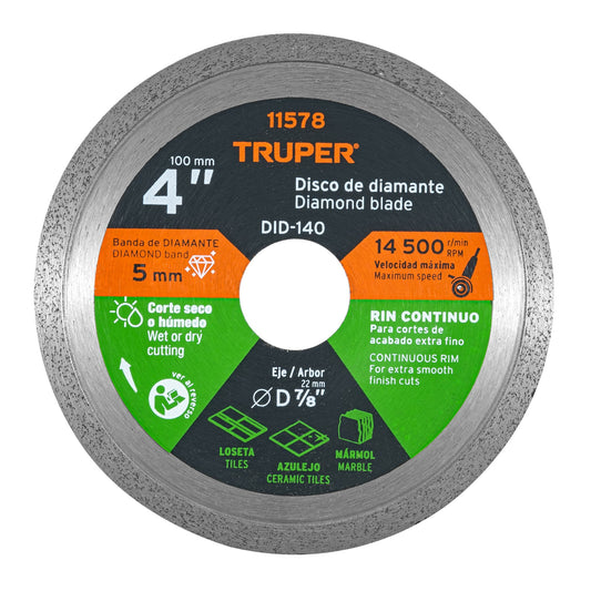 DID-140 Disco diamantado continuo, 4"