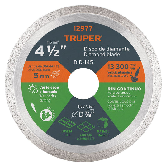 DID-145 Disco diamantado continuo, 4-1/2"