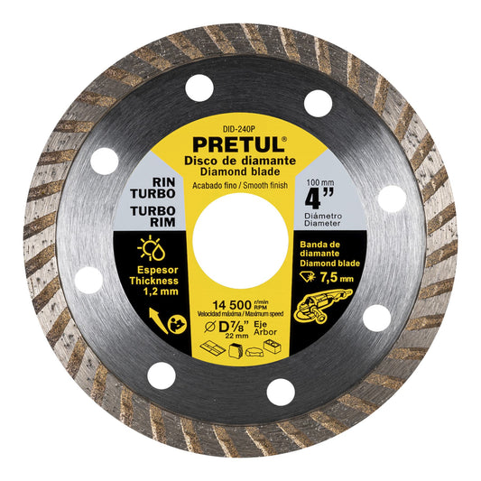DID-240P Disco de diamante, rin turbo, 4', Pretul