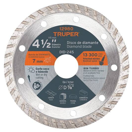 DID-245 Disco diamantado turbo, 4-1/2"