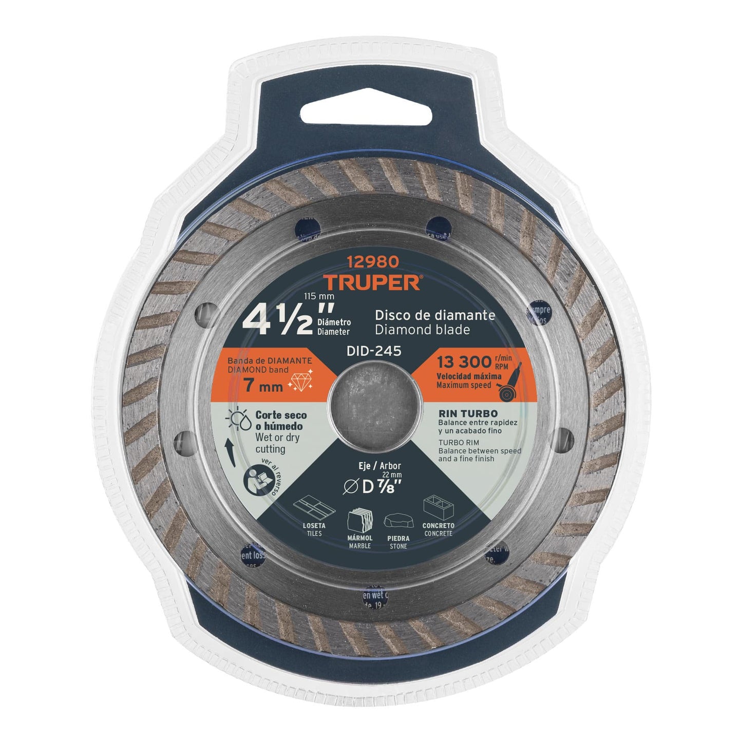 DID-245 Disco diamantado turbo, 4-1/2"