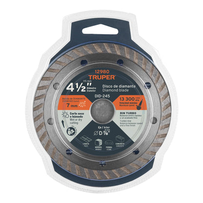 DID-245 Disco diamantado turbo, 4-1/2"