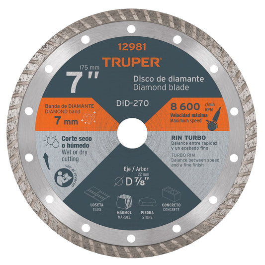 DID-270 Disco diamantado turbo, 7"
