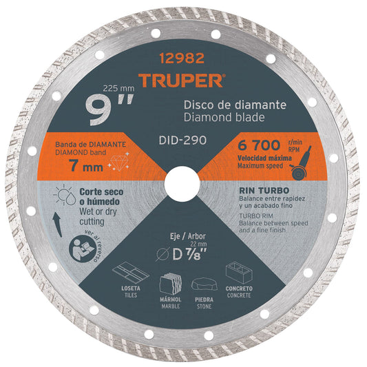 DID-290 Disco diamantado turbo, 9"