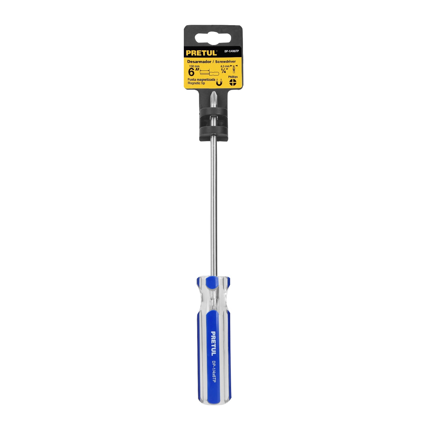 DP-1/4X6TP Destornillador punta phillips 1/4" x 6", mango PVC, Pretul